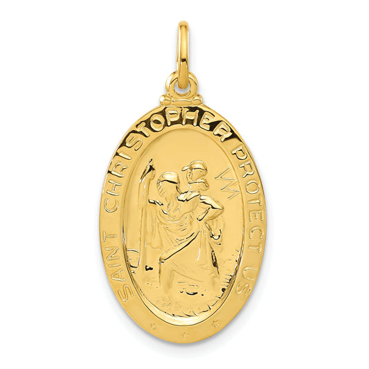 Sterling Silver 24K Gold-Plated Football Saint Christopher Medal Pendant