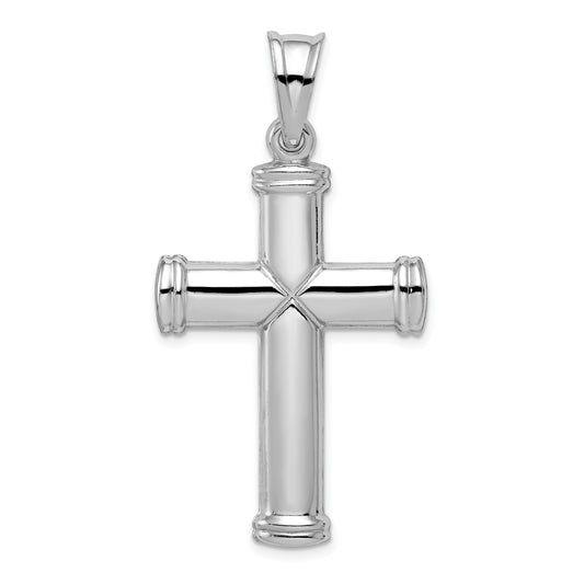 Sterling Silver Rhodium-Plated Hollow Reversible Cross Pendant