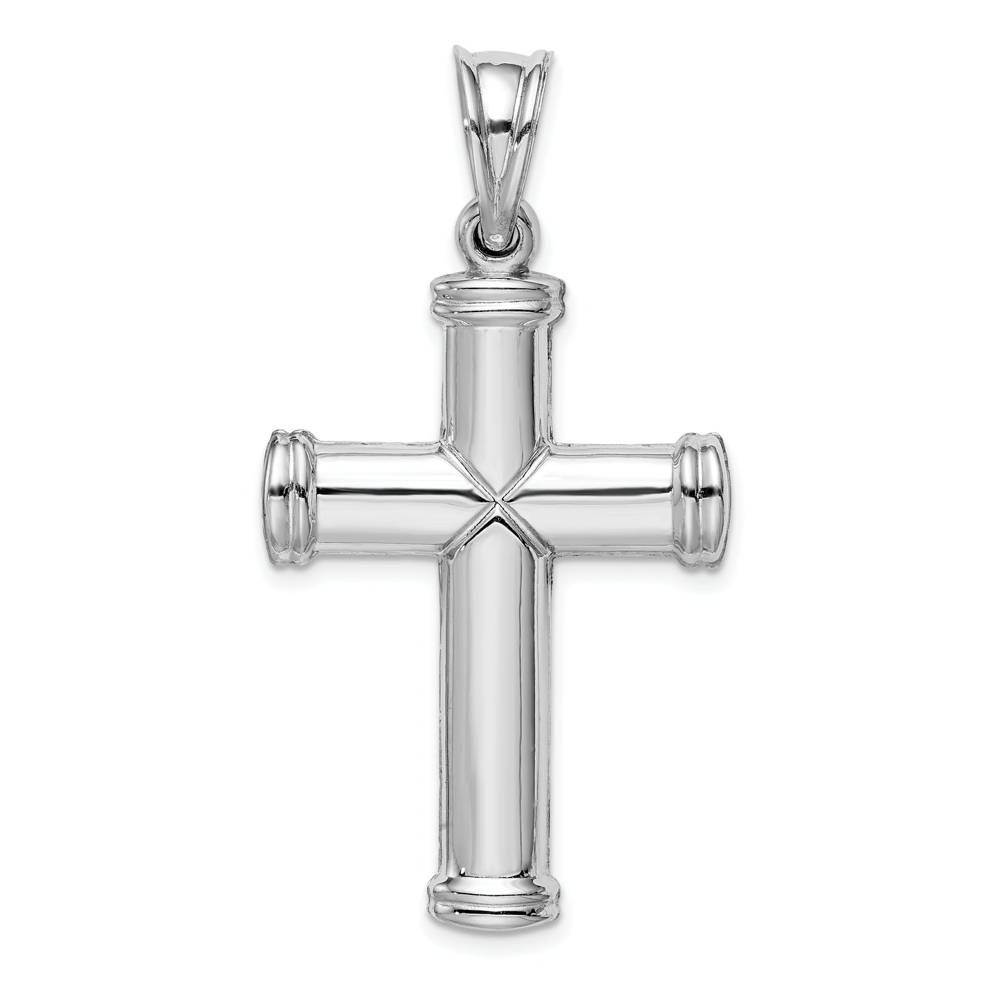 Sterling Silver Rhodium-Plated Diamond -Cut Reversible Cross Pendant