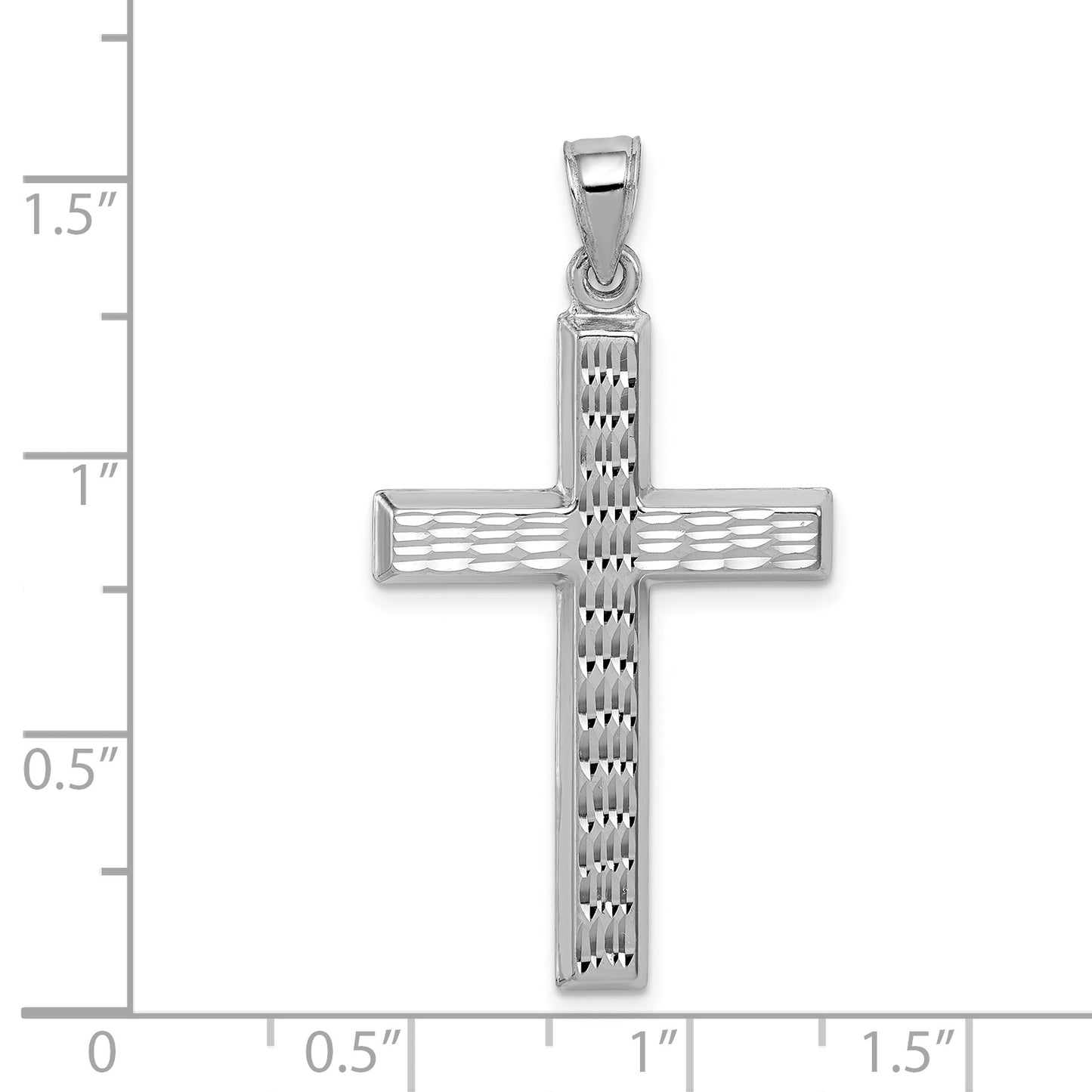 Sterling Silver Rhodium-Plated Diamond Cut Cross Pendant