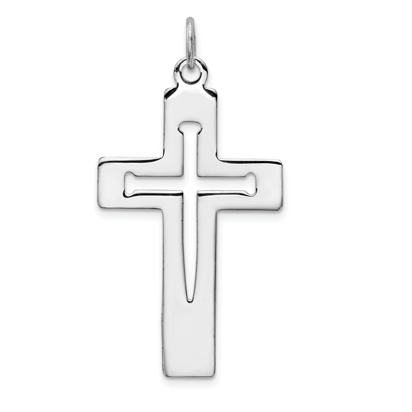 Sterling Silver Rhodium-Plated Latin Cross Pendant