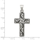 Sterling Silver Antiqued Scroll Cross Pendant