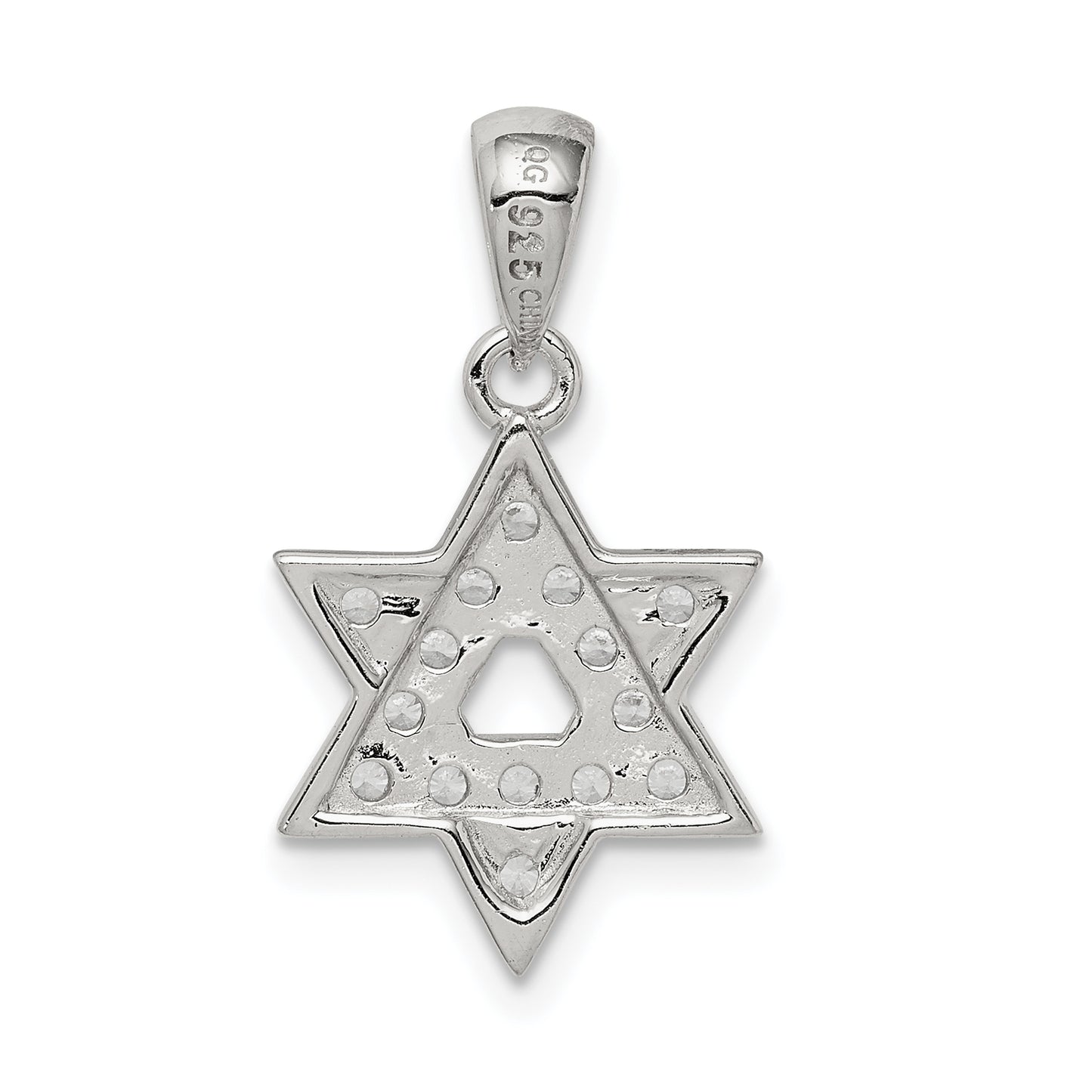 Sterling Silver Rhodium-Plated Cz Star Of David Pendant