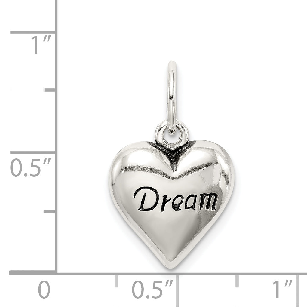 Sterling Silver Antiqued Dream Heart Pendant