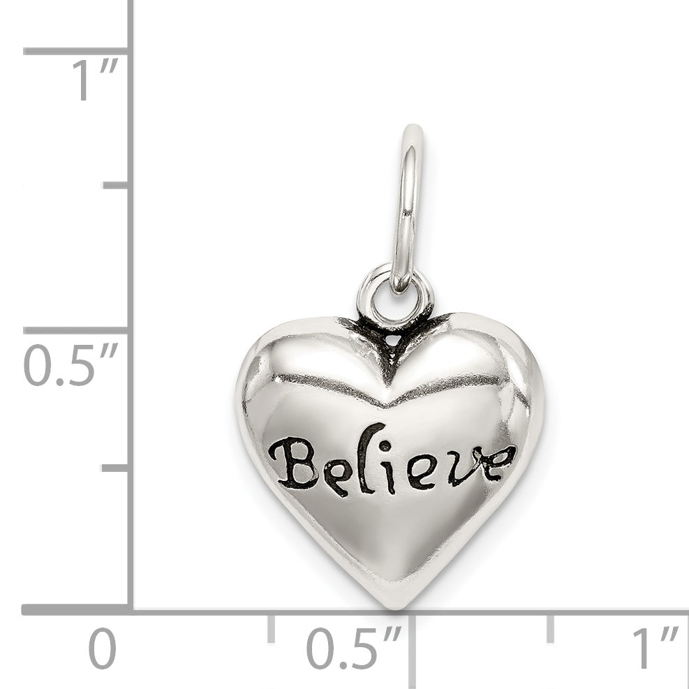 Sterling Silver Antiqued Believe Pendant