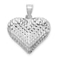 Sterling Silver Rhodium-Plated Diamond-Cut Puffed Heart Pendant