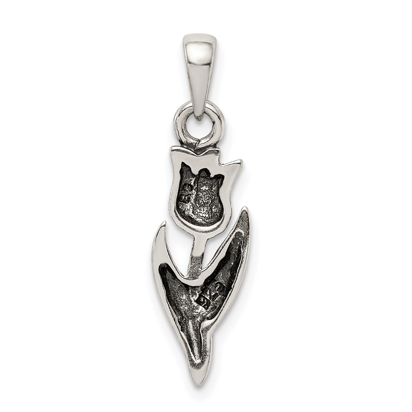 Sterling Silver Antiqued Tulip Pendant