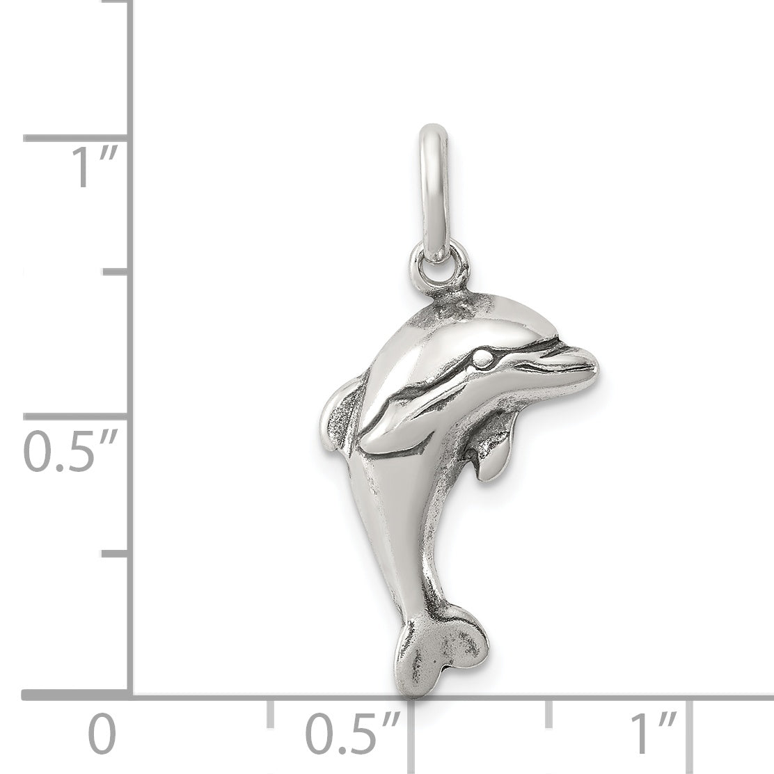 Sterling Silver Antiqued Dolphin Pendant