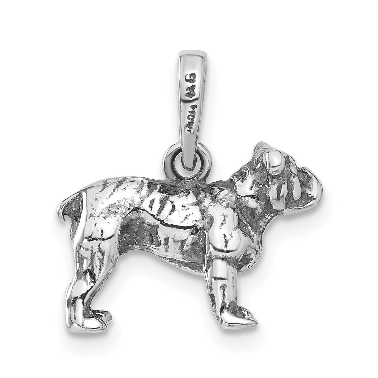 Sterling Silver 3-D Antiqued Dog Pendant