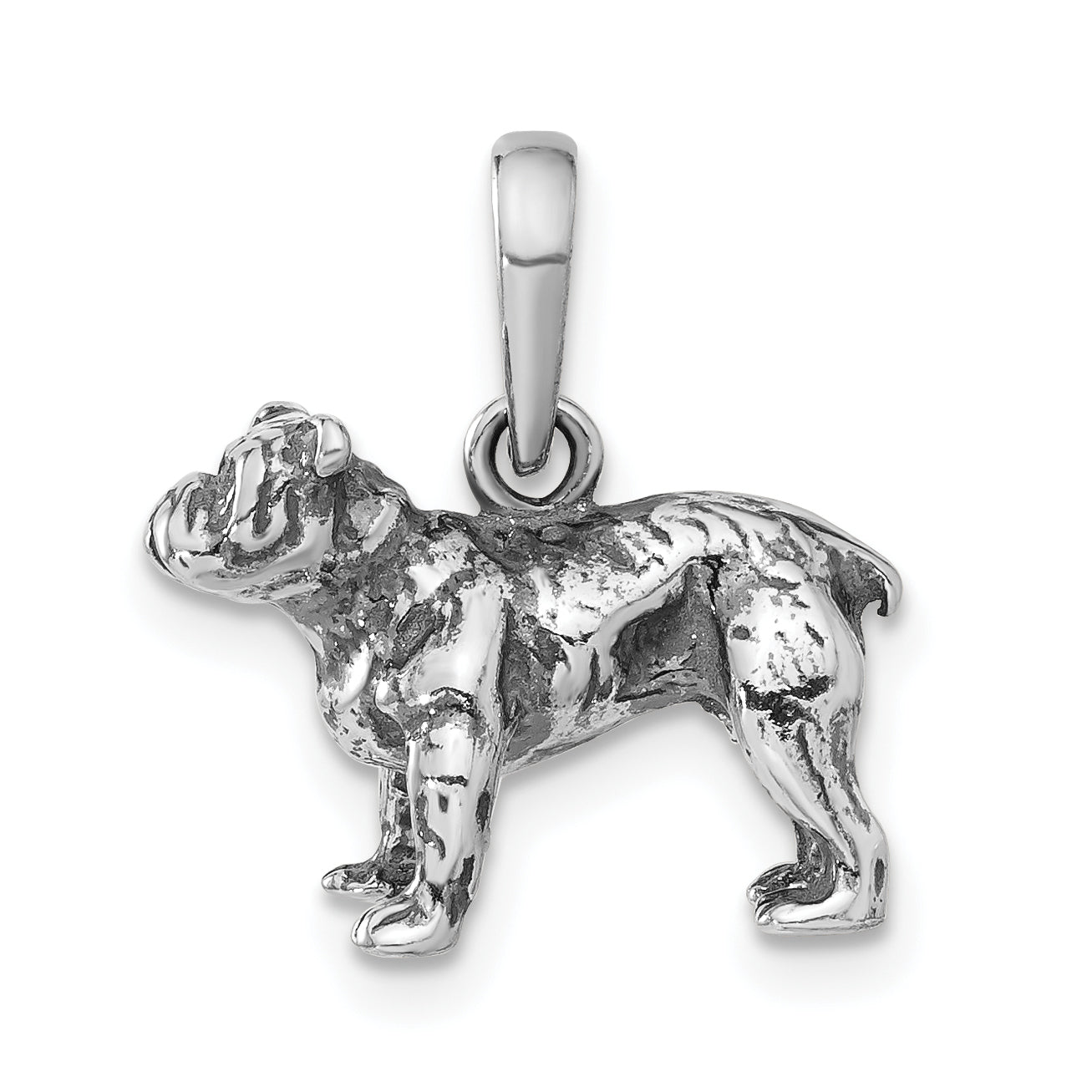 Sterling Silver 3-D Antiqued Dog Pendant