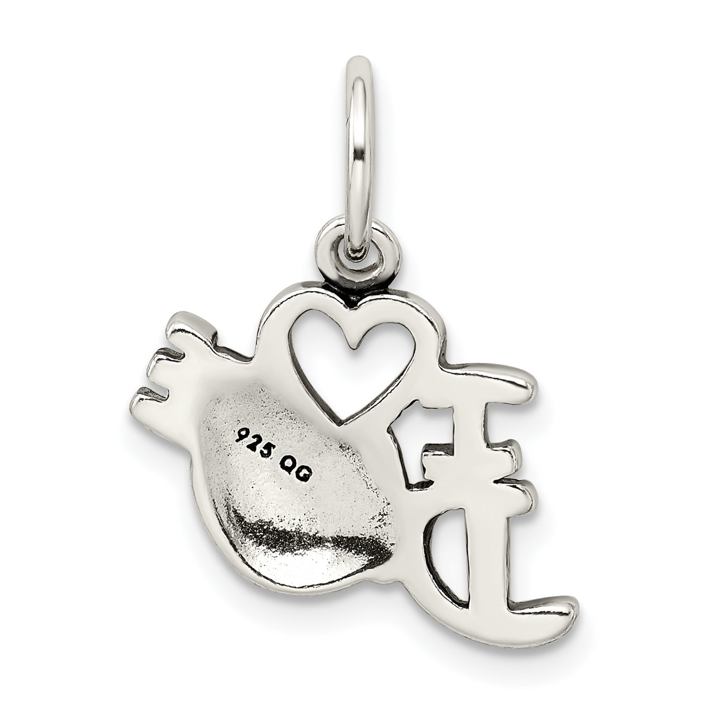 Sterling Silver Antiqued I Love Dance Charm