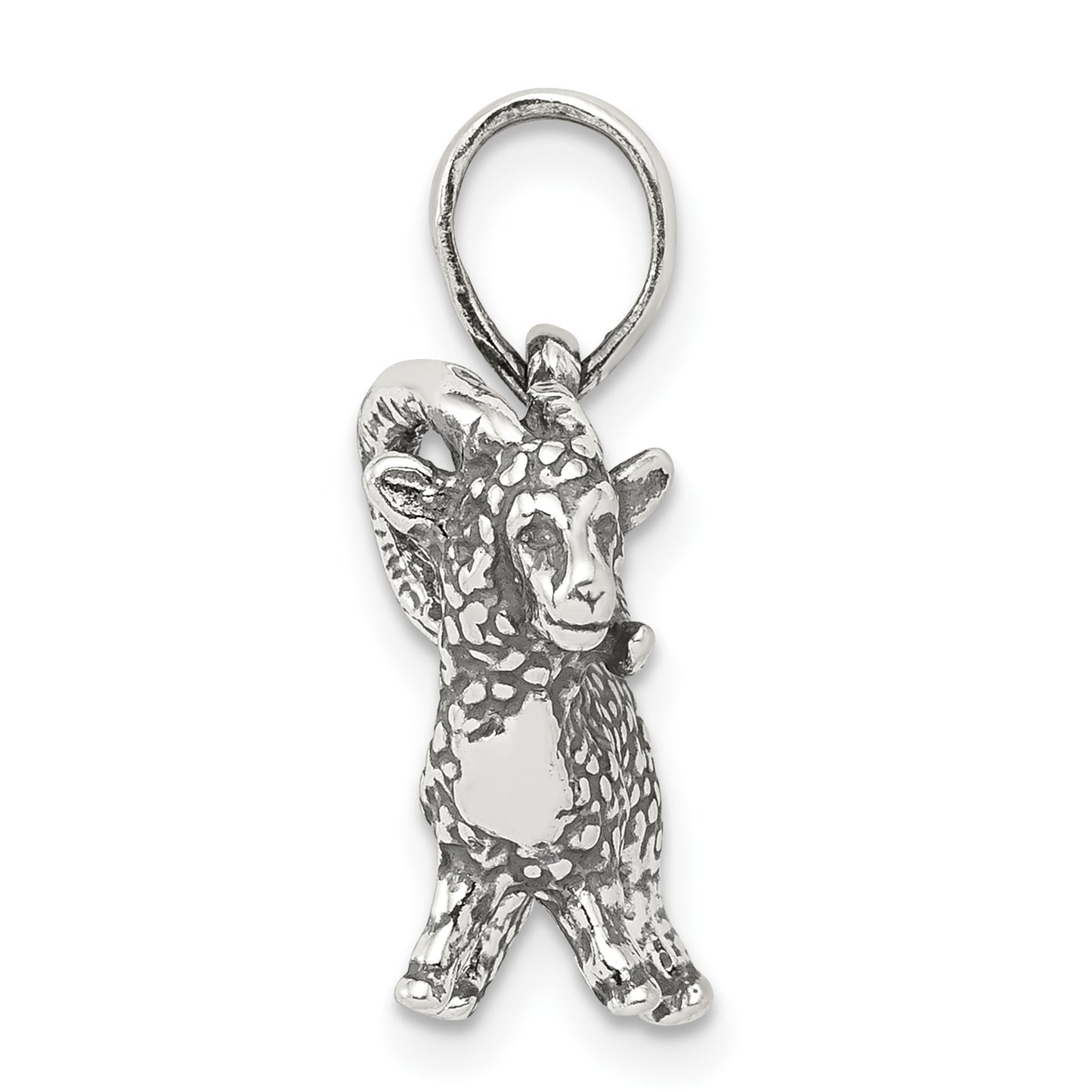 Sterling Silver Antiqued Aries Zodiac Pendant