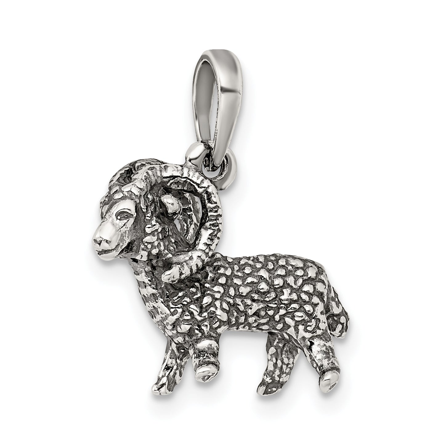 Sterling Silver Antiqued Aries Zodiac Pendant