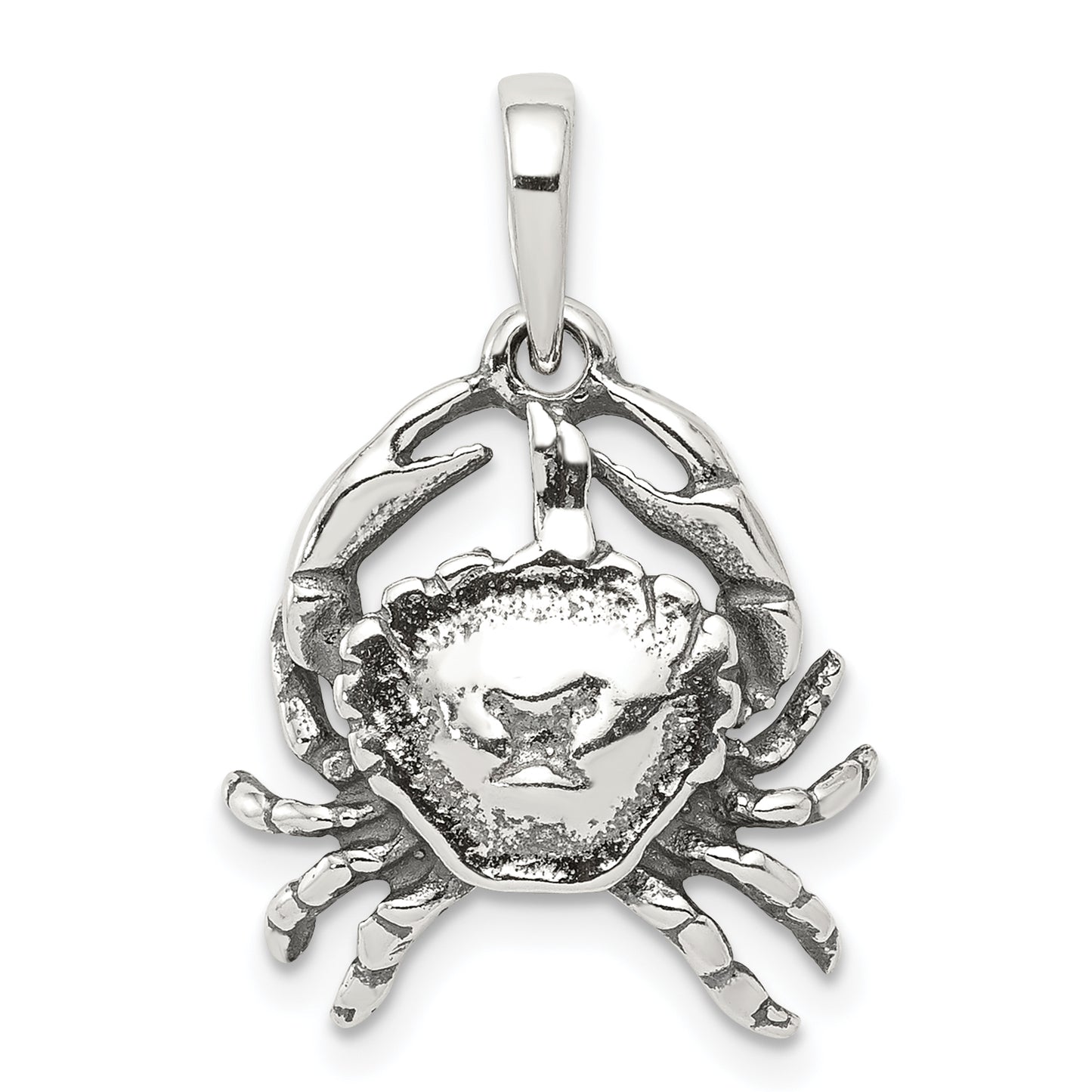 Sterling Silver Antiqued Cancer Zodiac Pendant