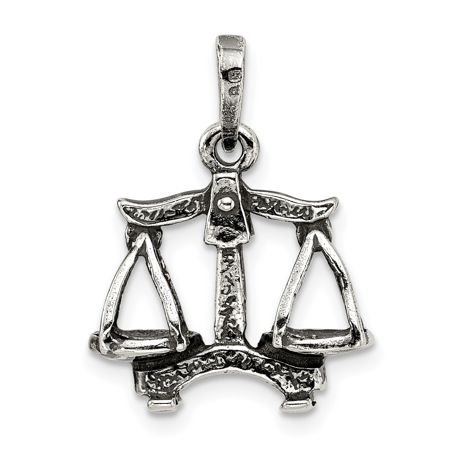 Sterling Silver Antiqued Libra Zodiac Pendant