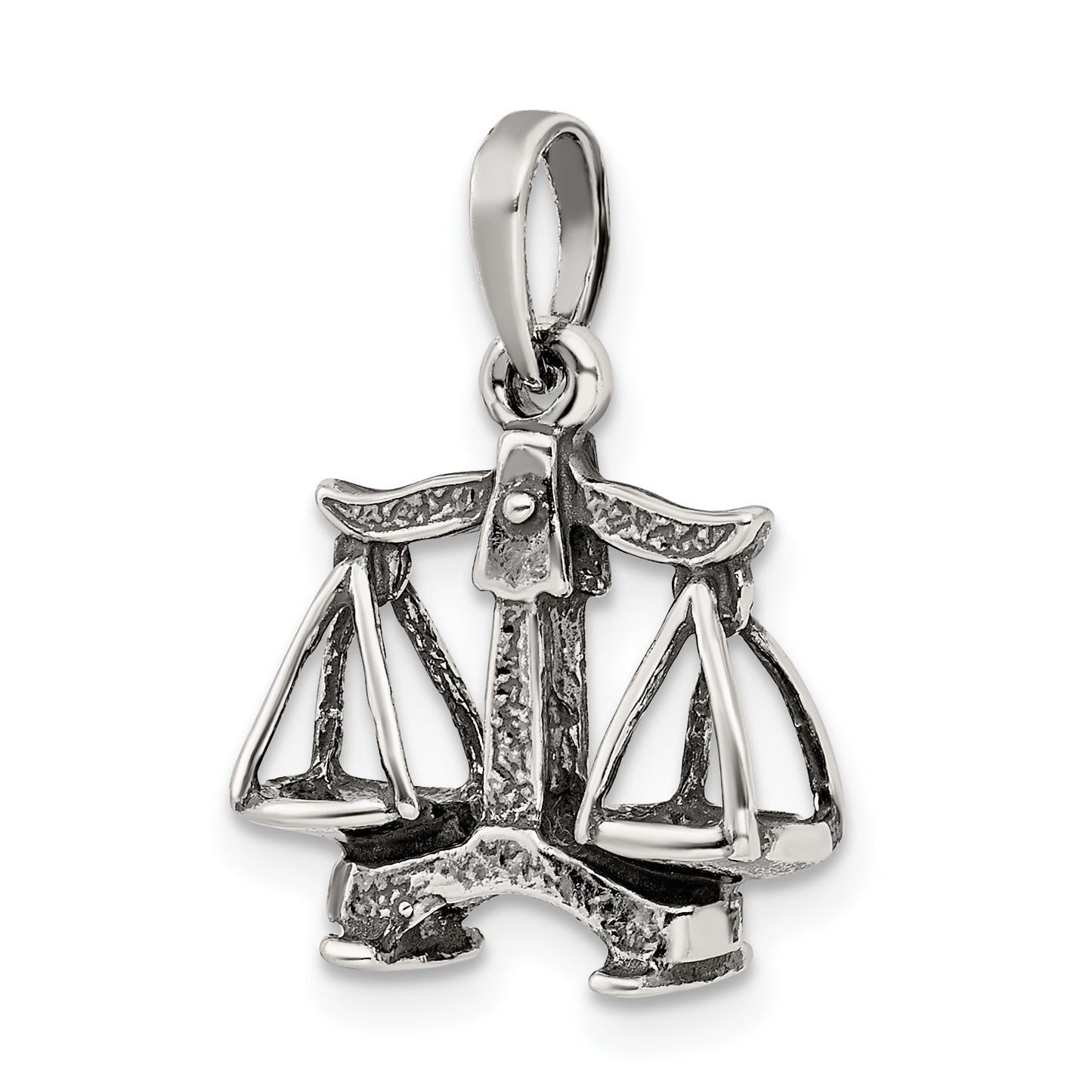 Sterling Silver Antiqued Libra Zodiac Pendant