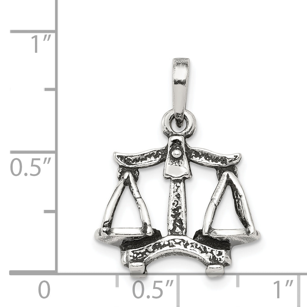 Sterling Silver Antiqued Libra Zodiac Pendant