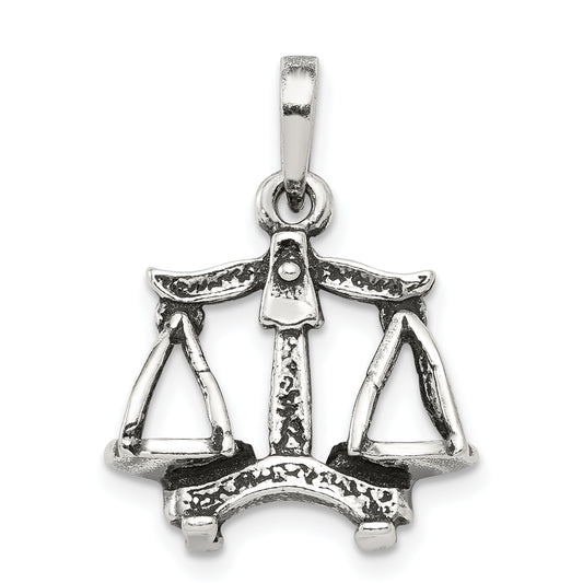 Sterling Silver Antiqued Libra Zodiac Pendant