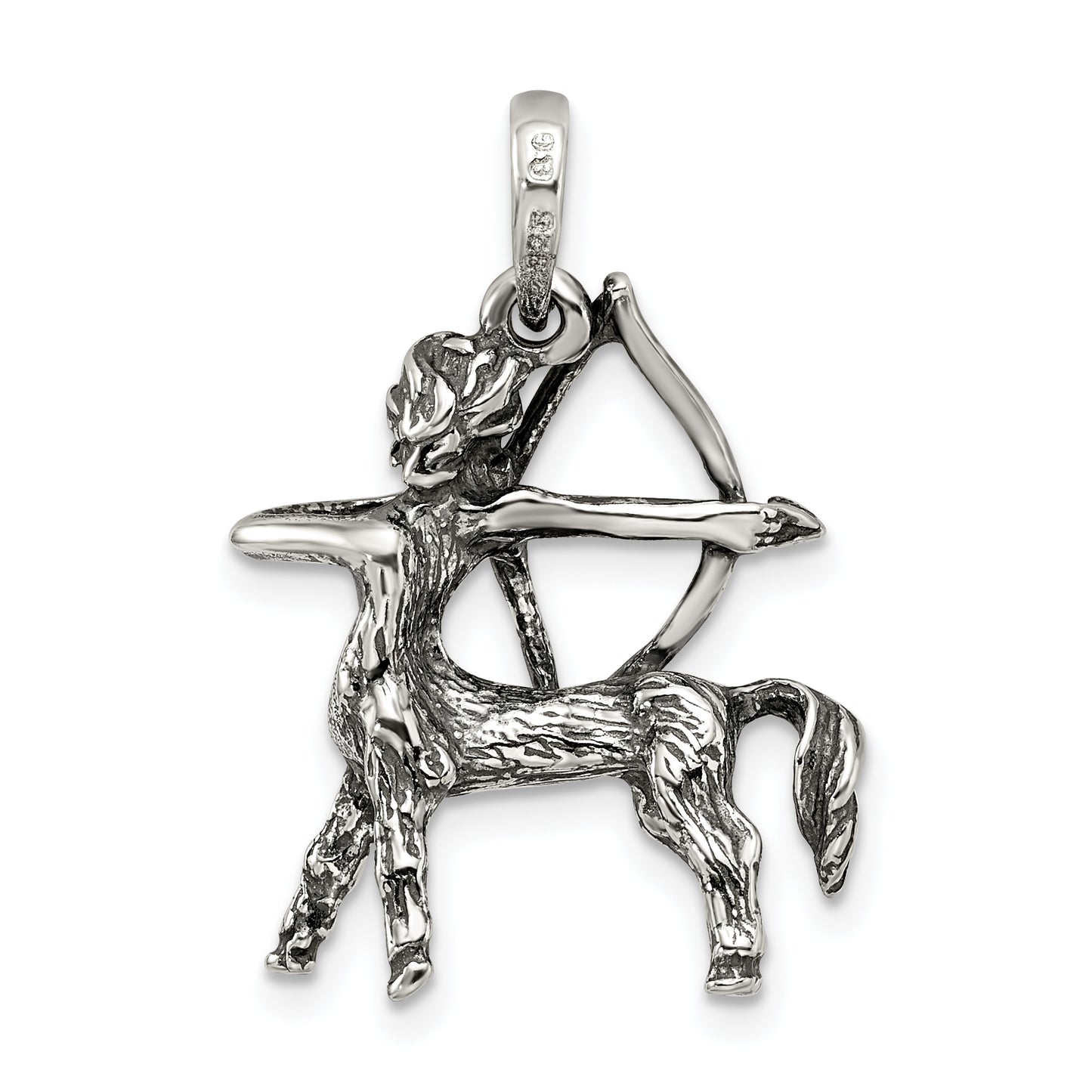 Sterling Silver Antiqued Sagittarius Zodiac Pendant