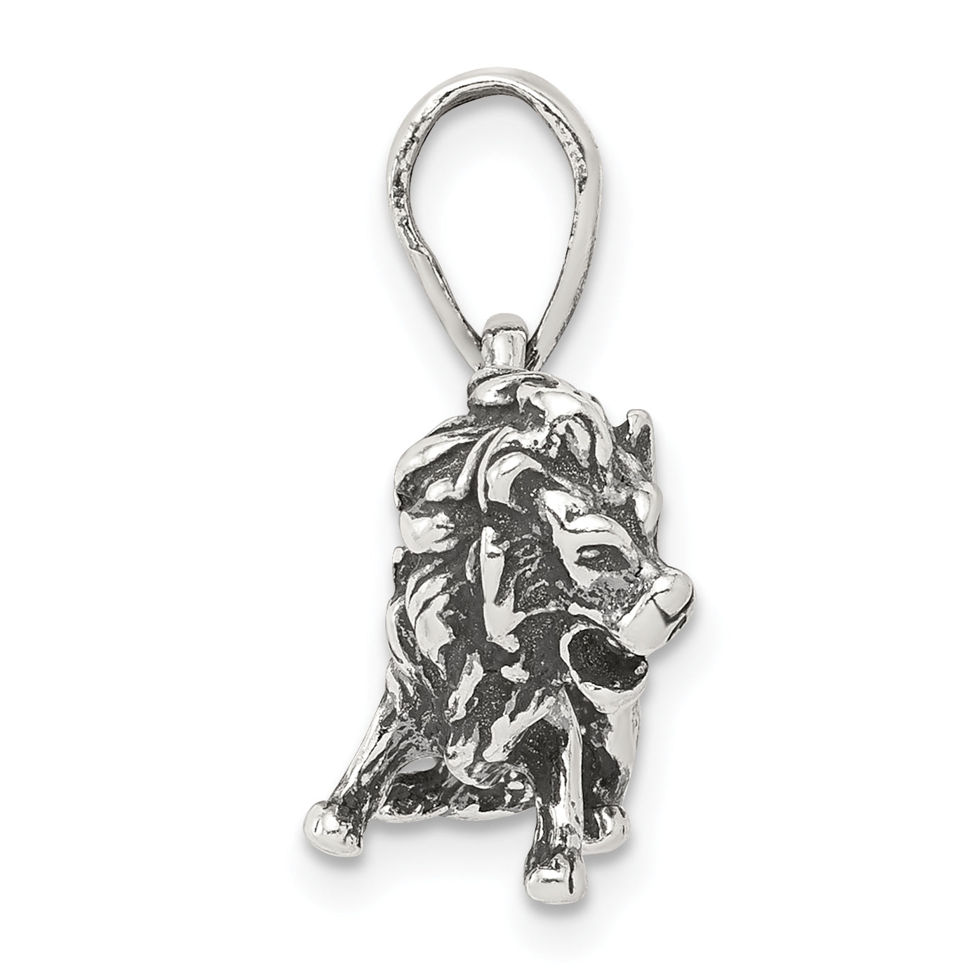 Sterling Silver Antiqued Leo Zodiac Pendant