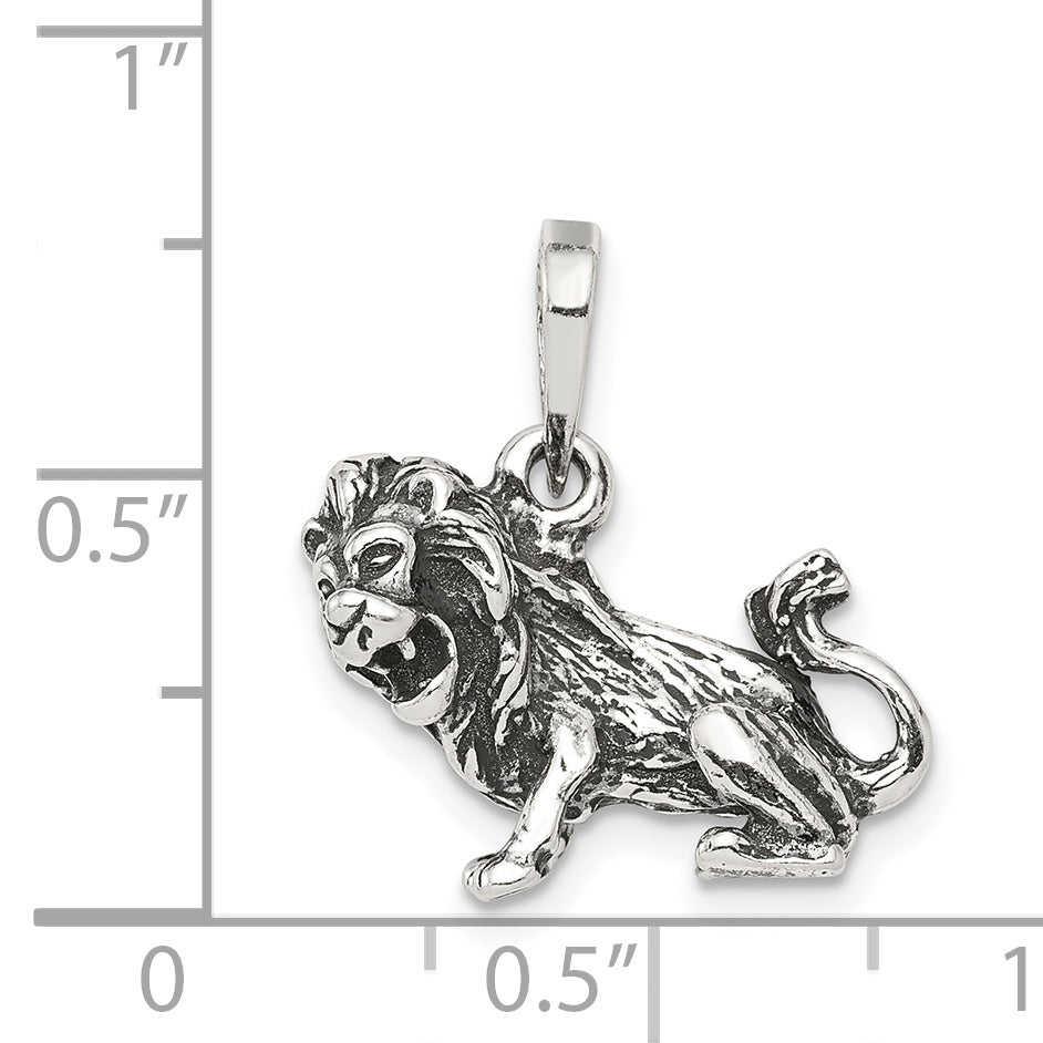 Sterling Silver Antiqued Leo Zodiac Pendant