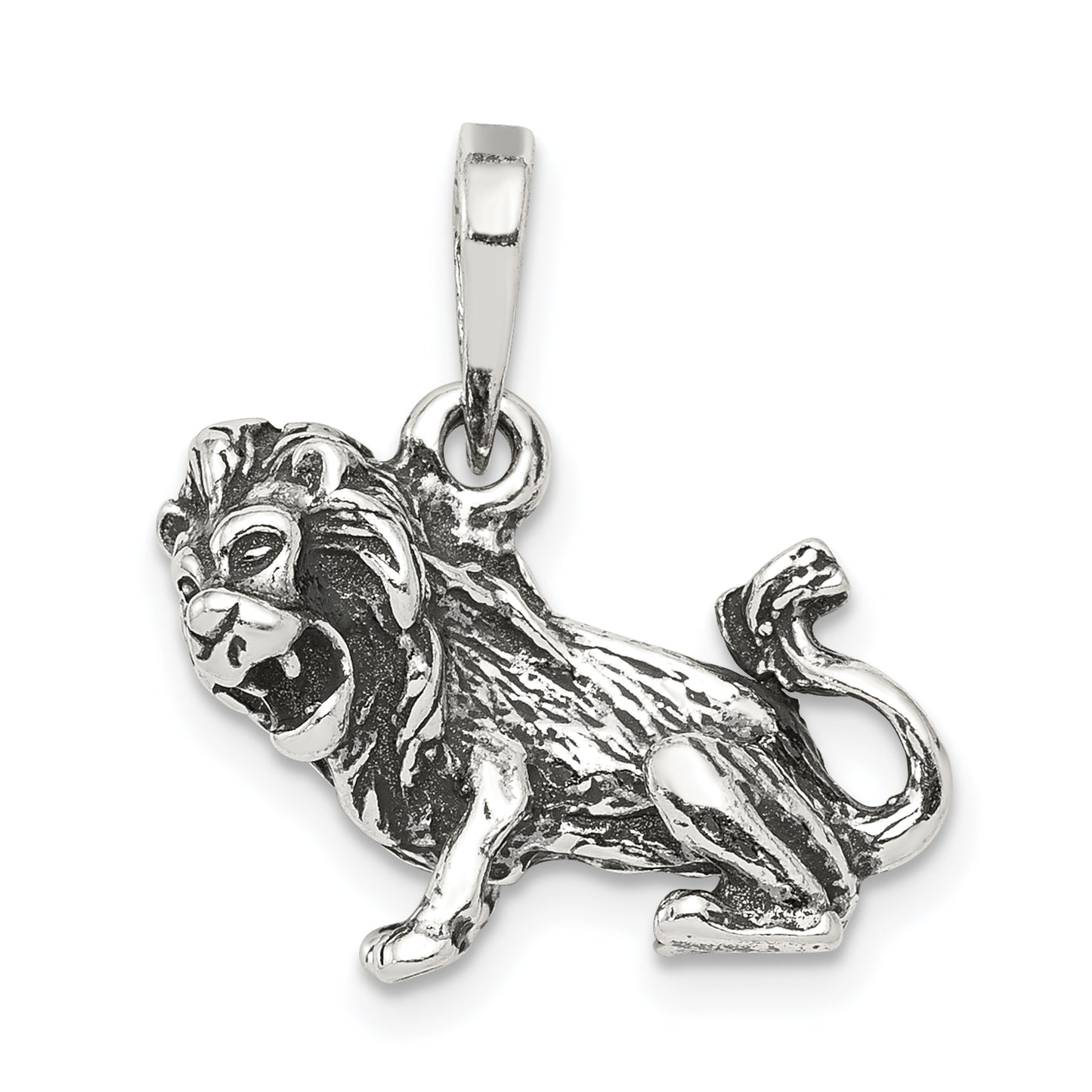 Sterling Silver Antiqued Leo Zodiac Pendant