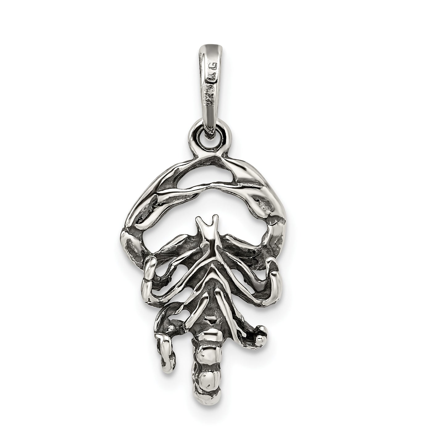 Sterling Silver Antiqued Scorpio Zodiac Pendant