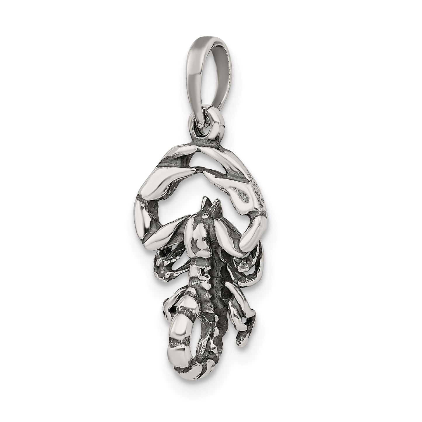 Sterling Silver Antiqued Scorpio Zodiac Pendant