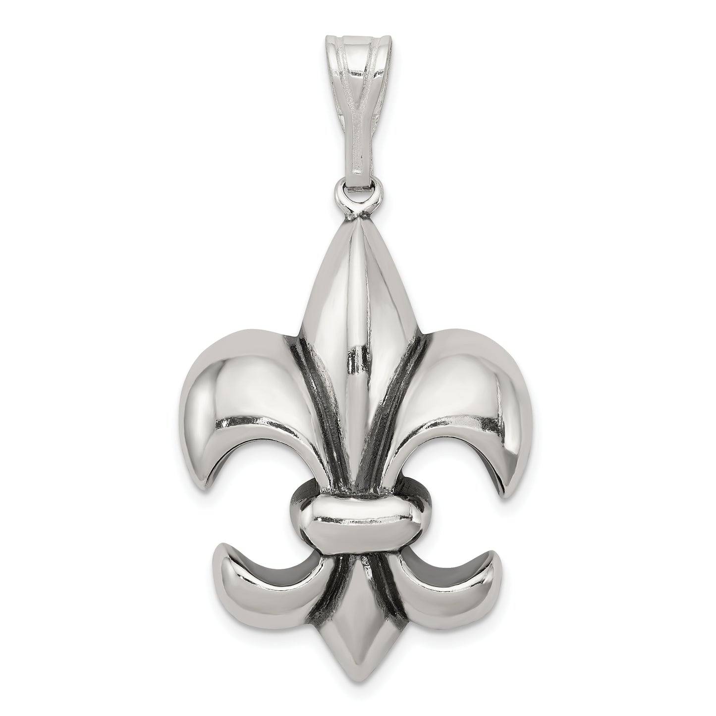 Sterling Silver Antiqued Fleur De Lis Pendant