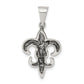 Sterling Silver Antiqued Fleur De Lis Pendant