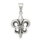 Sterling Silver Antiqued Fleur De Lis Pendant