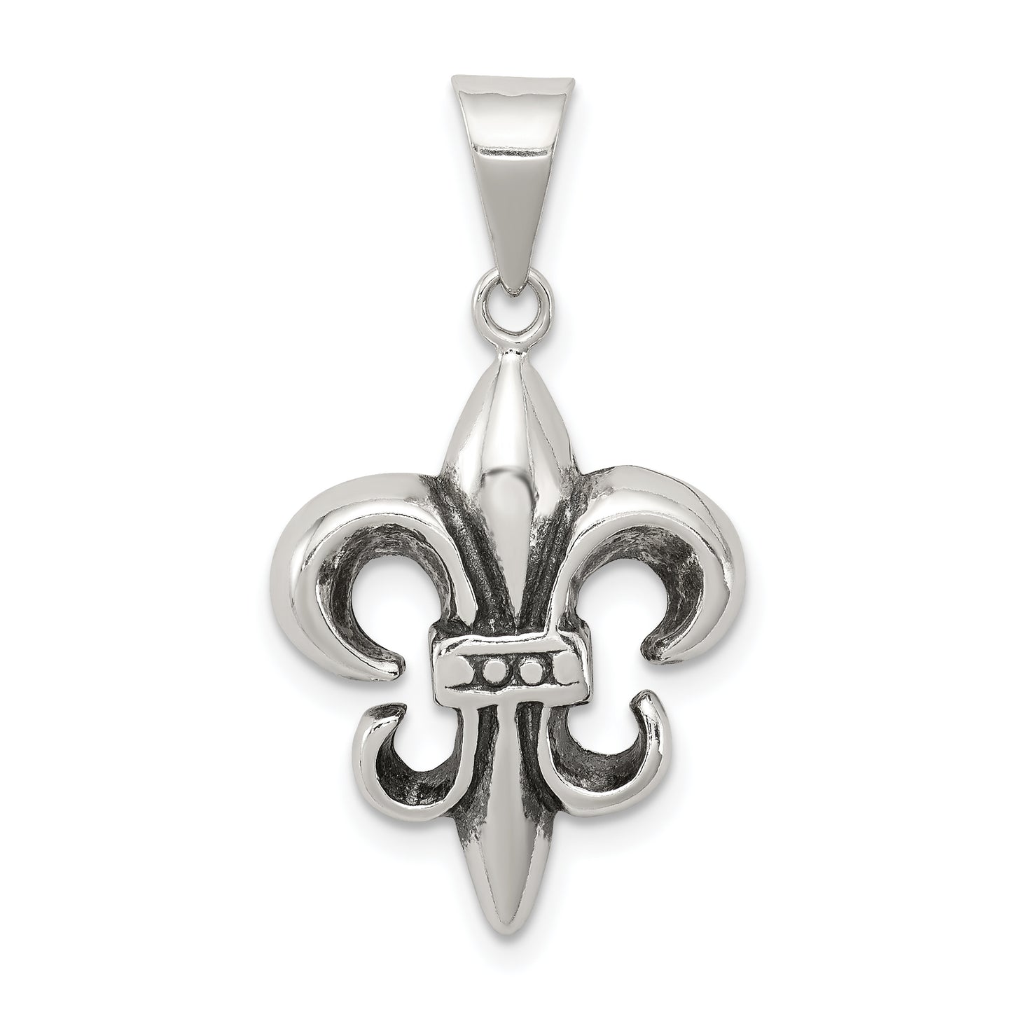 Sterling Silver Antiqued Fleur De Lis Pendant