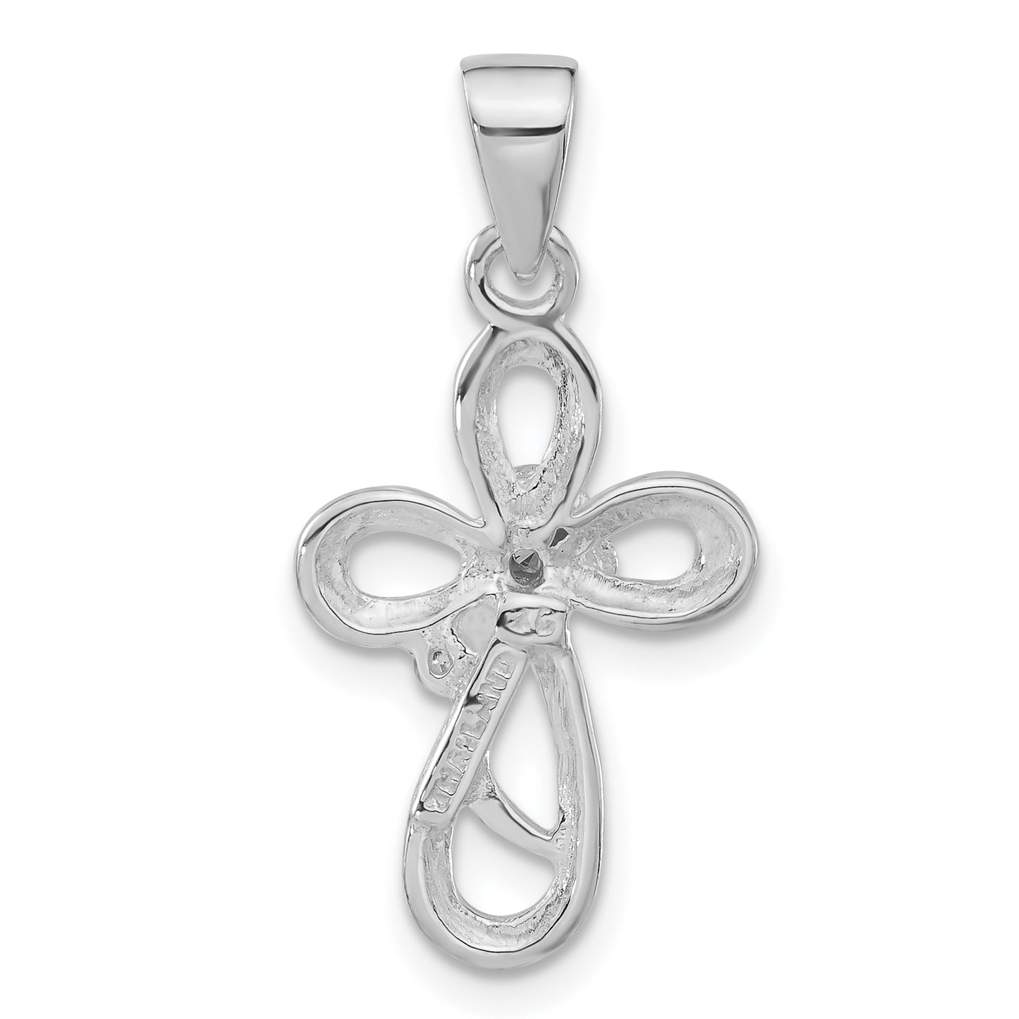 Sterling Silver Polished Cz Cross Pendant