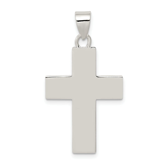 Sterling Silver Rhodium-Plated Polished Lords Prayer Cross Pendant