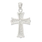 Sterling Silver Rhodium-Plated Polished Filigree Cross Pendant