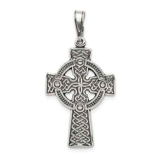 Sterling Silver Antiqued Celtic Cross Pendant