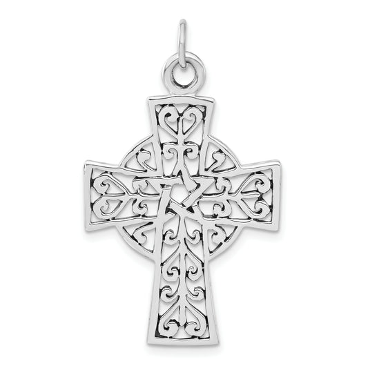 Sterling Silver Polished & Antiqued Cross Pendant