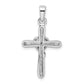 Sterling Silver Rhodium-Plated White Cz Heart Cross Pendant