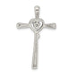 Sterling Silver Rhodium-Plated Cz In Heart Cross Pendant