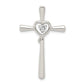 Sterling Silver Rhodium-Plated Cz In Heart Cross Pendant