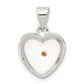 Sterling Silver Rhodium-Plated Enameled Mustard Seed Heart Pendant