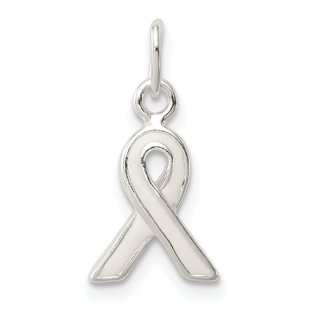 Sterling Silver White Enameled Awareness Charm