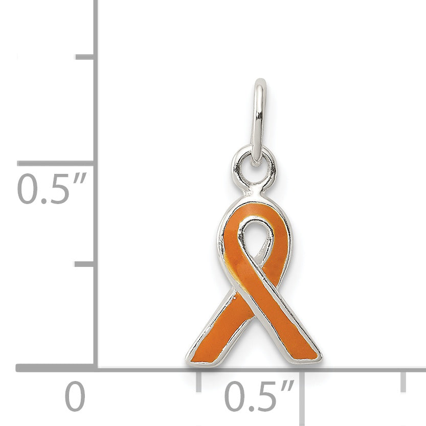 Sterling Silver Orange Enameled Awareness Charm