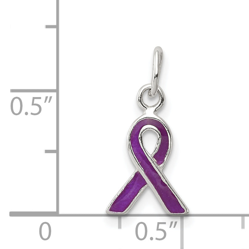 Sterling Silver Purple Enameled Awareness Charm