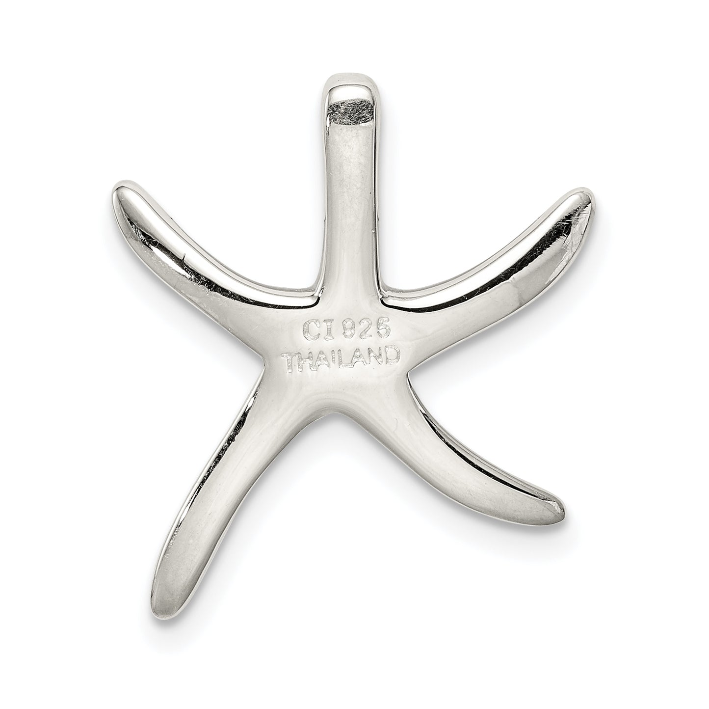 Sterling Silver Rhodium-Plated Starfish Slide Pendant