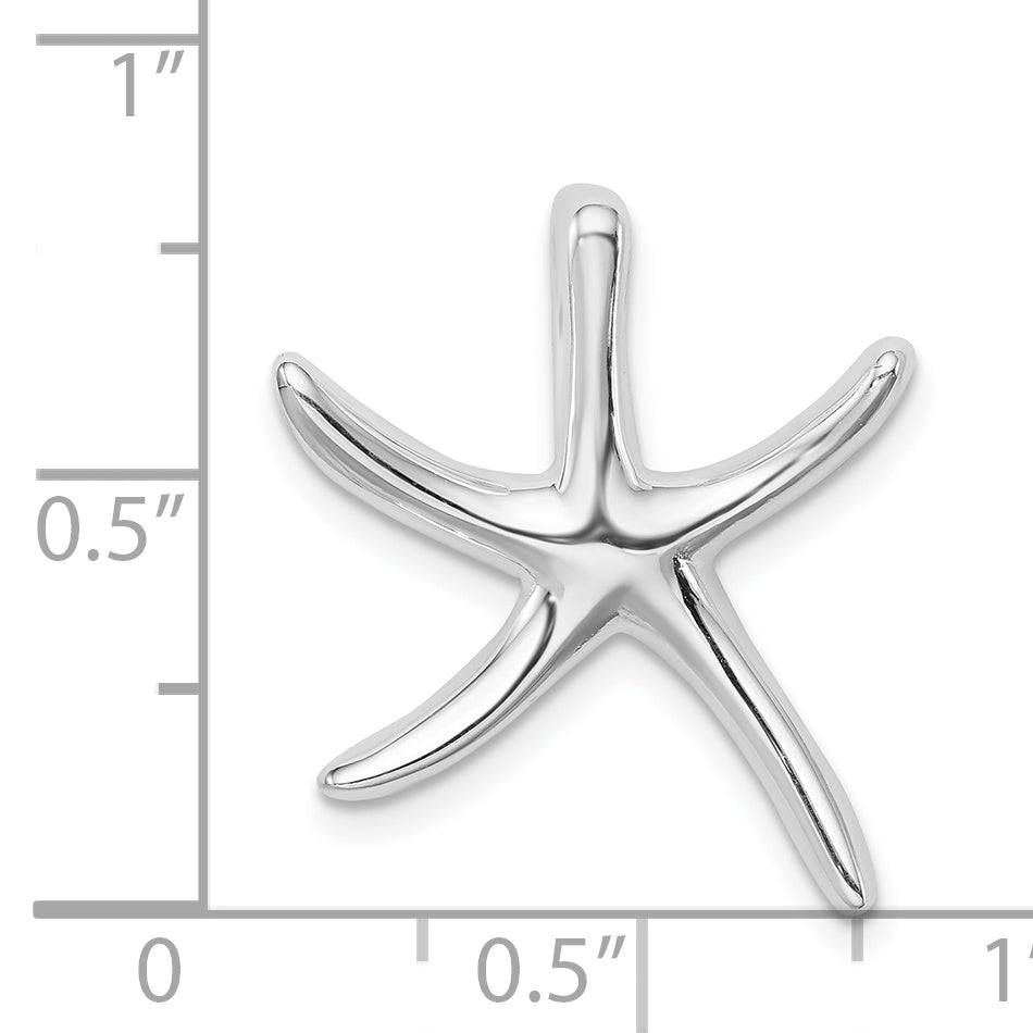 Sterling Silver Rhodium-Plated Starfish Slide Pendant