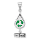 Sterling Silver Polished Enameled Recycle Teardrop Be Smart Pendant