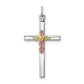 Sterling Silver Rhodium-Plated Polished Epoxy & Gold-Plated Cross Pendant