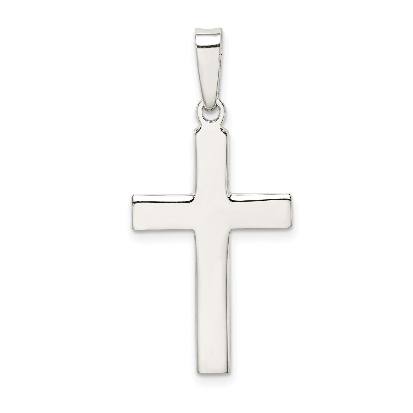 Sterling Silver Polished And Matte Finish Cross Pendant