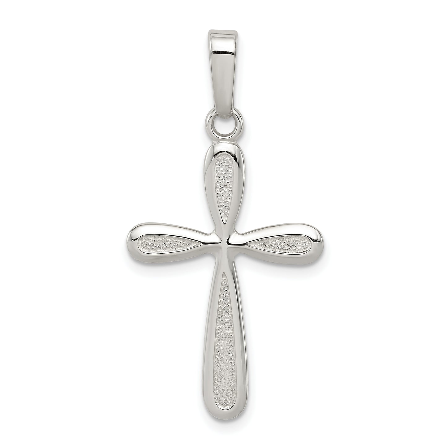 Sterling Silver Polished And Textured Cross Pendant